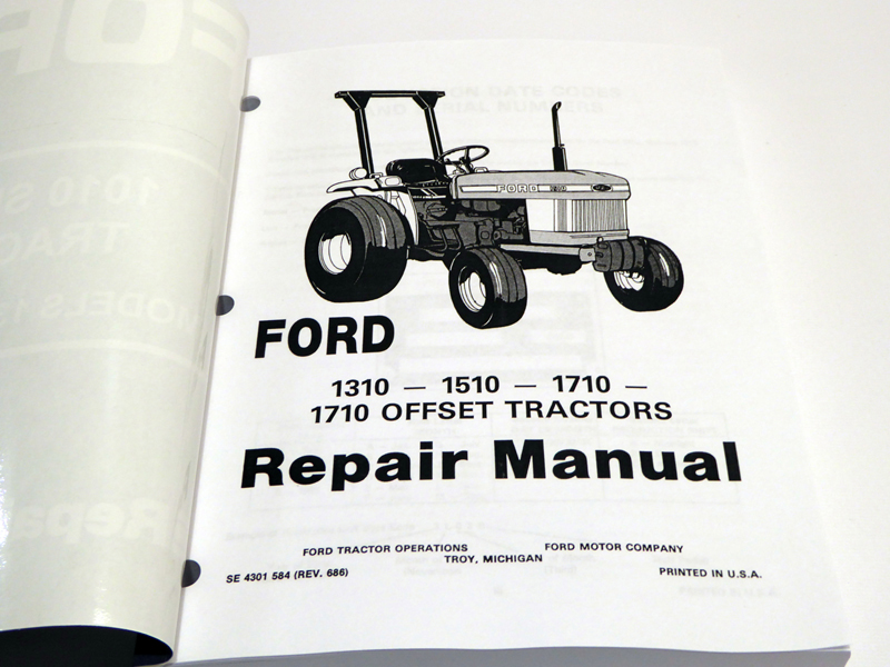 Ford 1310, 1510, 1710 Tractor Service Manual Repair Shop Book NEW w ...